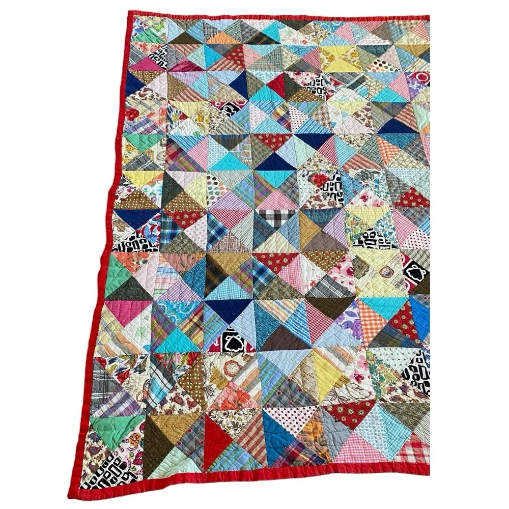 VTG HANDMADE PATCHWORK QUILT - Picture 8 of 14